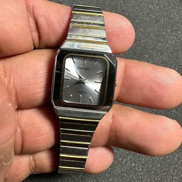 Rumours Ladies Squared Tank Style Silver/Gold Tone Quartz Watch Working - Picture 1 of 9